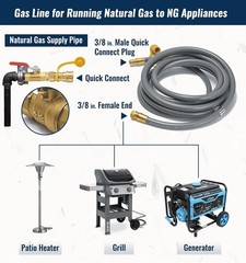 Weather-Resistant 25ft 3/8″ Natural Gas Grill Hose with Easy Connect Fittings