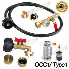 Propane Refill Adapter Hose with Gauge 4FT/48” Propane Tank Refill Adapter+ Cap