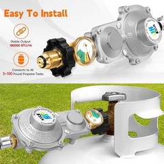 5FT 2 Stage Propane Regulator with Hose and Gauge for RV, Generators, Camp St…