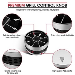 Grill Control Knob 4 Pack, Gas Burner Replacement, Chrome Plated Plastic with
