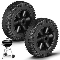 2Pcs Lightweight Durable Plastic Wheels for Grill Cart Bbq Replacement Kit Black