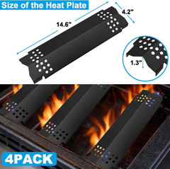 Set of 4 Grill Heat Plates and 4 Burner Tubes with Igniter Electrode Replacement