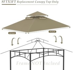 Grill Gazebo Replacement Top, 5 * 8 Outdoor BBQ Top Cover, Double Layer BBQ Gaze
