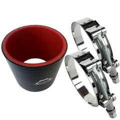 3″ ID (76mm) High-Temp Straight Silicone Hose Coupler With Stainless T-Bolt C…