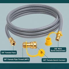 GASPRO 12 Feet 3/8″ ID Natural Gas Hose, Low Pressure LPG Hose with Quick Con…
