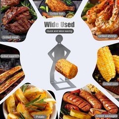 Clapery 4 PCS Funny BBQ Stand Man Hot Dog Holder, Creative 4 Pcs, silvery