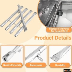 Complete Grilling Upgrade: 2 Cast Iron Grates & 5 Burners for Nexgrill 720-1046