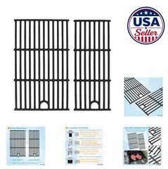 2 Burner Cast Iron Grill Grate Set 17 Inch 2 Pack for Gas Grill Replacement
