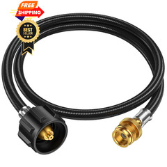 4ft Propane Hose Adapter 1lb to 20lb，Propane 4 Feet Updated, Black