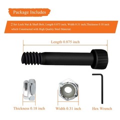 2 Set 74072 Auger Motor Shaft Nut & Bolt, 0.875 x 0.31 x 0.18 inches, Black