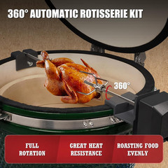Rotisserie Accessory Attachment Compatible with Kamado Joe Classic Joe Grills, L