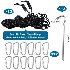 36 Pcs Inflatable Stakes and Tethers Kit Heavy Duty Aluminum Tent Stakes with…