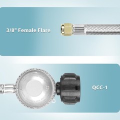 12FT Propane Regulator Hose QCC1 80,000 BTU Stainless Steel Braided BBQ