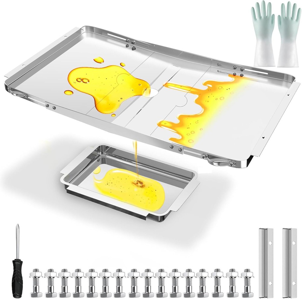 Grill Grease Tray Replacement for Dyna Glo with Catch Pan, Universal 25″-34″ Adj