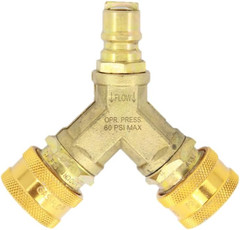 Gas Quick Disconnect 3/8 Y Splitter, CSA Certified for Propane and Natural Gas