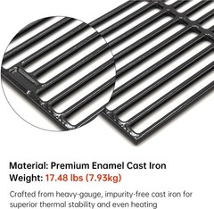 Porcelain Cast Iron Grill Grates for Chargriller – 19-3/4″ x 27″, 4-Pack
