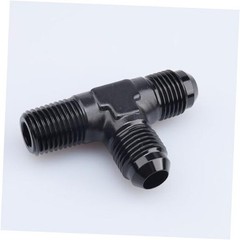 -10 AN Male Flare to 1/2″ NPT on 2 x 10AN to 1/2 NPT Flare Tee on Run black