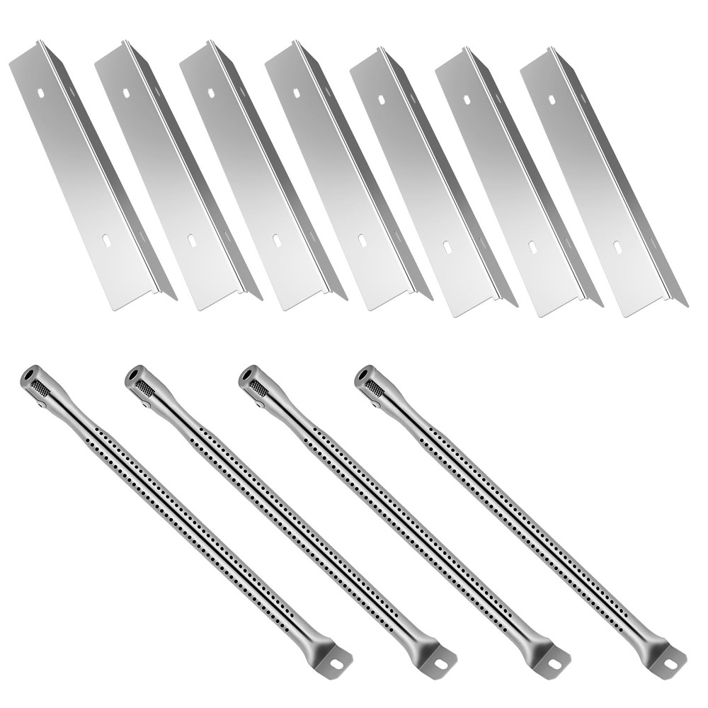 LS’BABQ Stainless Steel 7 Pack Heat Plates and 4 Pack Grill Burner Tubes Gril…