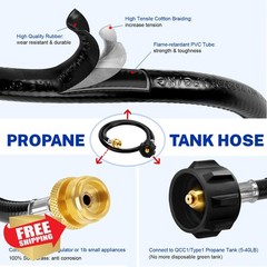 JEASOM Propane Adapter Hose Regulator 3FT