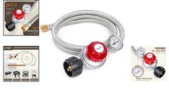 Precision 30 PSI Adjustable Propane Regulator with Gauge & 5-Foot Stainless Hose