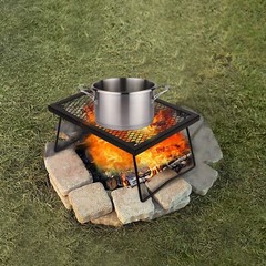 REDCAMP Folding Campfire Grill Heavy Duty Steel Grate, Portable Camp Fire Cookin
