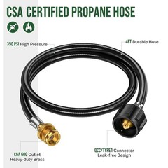4ft Propane Hose Adapter 1lb to 20lb，Propane 4 Feet Updated, Black