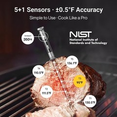 ThermoMaven 3000FT Smart Wireless Meat Thermometer, Sub-1G Long Range, 6 Sens…