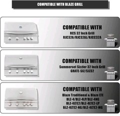 RJC008P Stainless Steel Grill Grates Replacement for RCS 32″ Blaze LTE & Summers