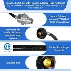 Propane Fuel Filter F273699 with 12 FT Propane Hose for Portable Propane Heater,
