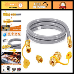 6FT 1/2″ ID Natural Gas Hose with Quick Connect Fitting | Conversion Kit for Gri