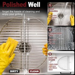 17″ Heavy-Duty Stainless Steel Grill Grate Replacement | Foldable, Non-Stick, Fi