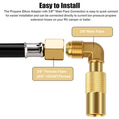 Low Pressure 3/8″ Male Flare Propane Elbow Adapter Fitting for 17″ and 22″ Grill