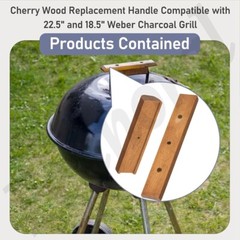 3SET CHERRY WOOD REPLACEMENT HANDLE FOR WE-BER CHARCOAL GRILL MOUNTING SCREWS W