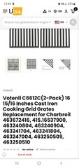Votenli C6612C (2-Pack) 17″ Cast Iron Cooking Grid Grates Replacement for…