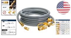 15 Feet 1/2″ ID Natural Gas Hose with Quick Connect – Ideal for Grills & Ovens