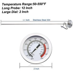 Deep Fry Turkey Candy Thermometer(2 Pack) with 12″ Probe & Pot Clip,Oil Therm…