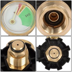 2PCS POL Propane Tank Adapter with Gauge Converts POL LP Tank Valve to QCC/Type1