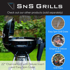 Easyspin Charcoal Grill Cooking Grate for Weber 22” Kettles 304 Stainless Steel