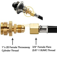 1LB Propane Tank Cansiter Regulator Adapter Connect to 3/8″Male Flare 5/8″-18UNF
