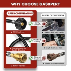 Y Type Splitter Propane Tank Converter Adapter Hose, 2-Way QCC1/Type1 SILVER