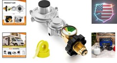 Two Stage with Gauge, RV Gas Regulator with POL Inlet X 3/8″ Female NPT Outle…