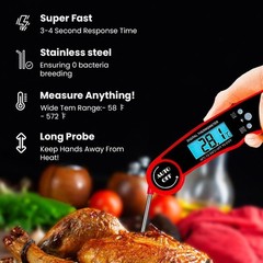 Meat Thermometer – Instant Read Digital Cooking for Red and Black