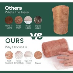 Copper Mesh Rodent Control Kit, 5 Inch X 35ft Rustproof Copper Wool Blend,8879