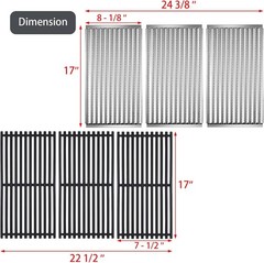 Cast Iron Grill Grates & Emitter Plates for Charbroil Tru Infrared 3 Burner Set