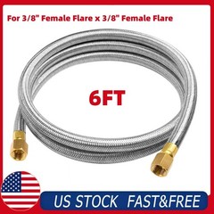 6FT Propane Hose 3/8″ Female Flare Stainless Braided for Gas Grill RV