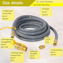 FeeT 1/2 inch Natural Gas Hose with Quick Connect Fittings, Natural Gas Hose fit