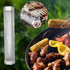 BBQ Pellet Tube 12 Inch Stainless Steel for Smoke Flavor with Brush and S Hook