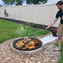 Foldable X‑Marks Heavy‑Duty Steel Round Fire Pit Grate, 30‑Inch
