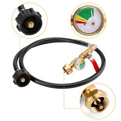Propane Refill Adapter Hose with Gauge, 4 FT/48 Inch Propane Tank Refill Adapter