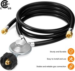 Y Splitter Propane Regulator with Dual Hose Connections – 4 Feet Long